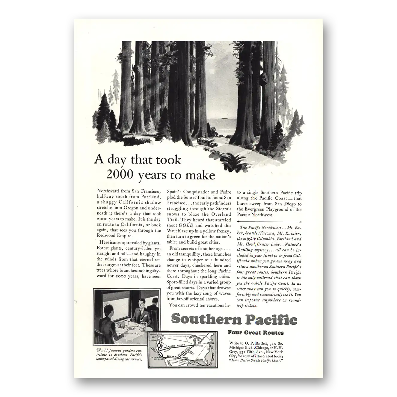 1930 Southern Pacific Day That Took Years to Make Vintage Magazine Print Ad