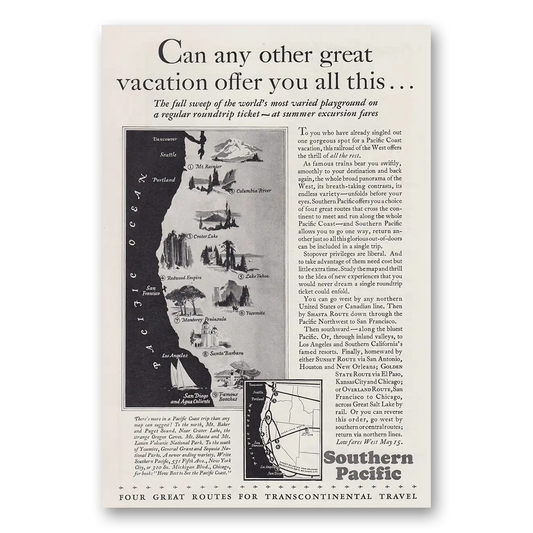 1930 Southern Pacific Can Any Other Great Vacation Offer Vintage Magazine Print Ad