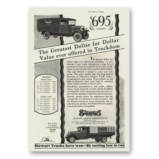 1930 Stewart Motor Trucks Greatest Dollar Vintage Magazine Print Ad