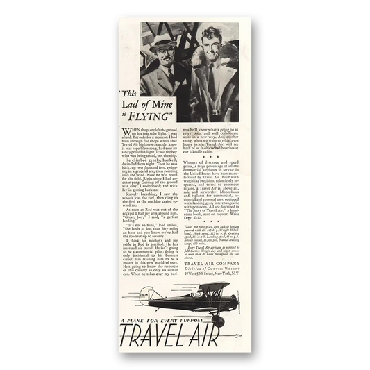 1930 Travel Air This Land of Mine Is Flying Vintage Magazine Print Ad