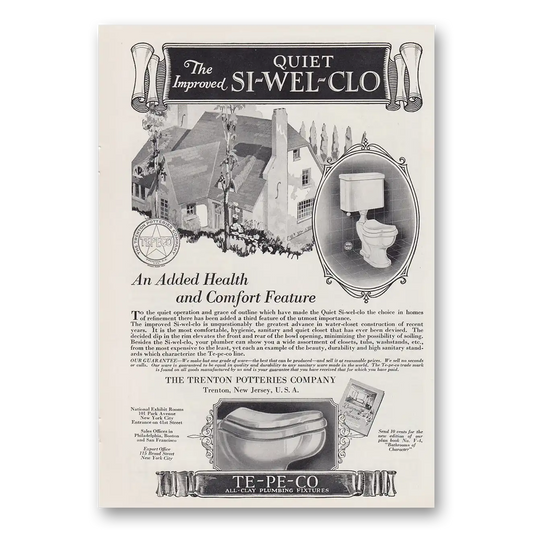 1930 Trenton Potteries Quiet Si Wel Clo An Added Health and Comfort Feature Vintage Magazine Print Ad