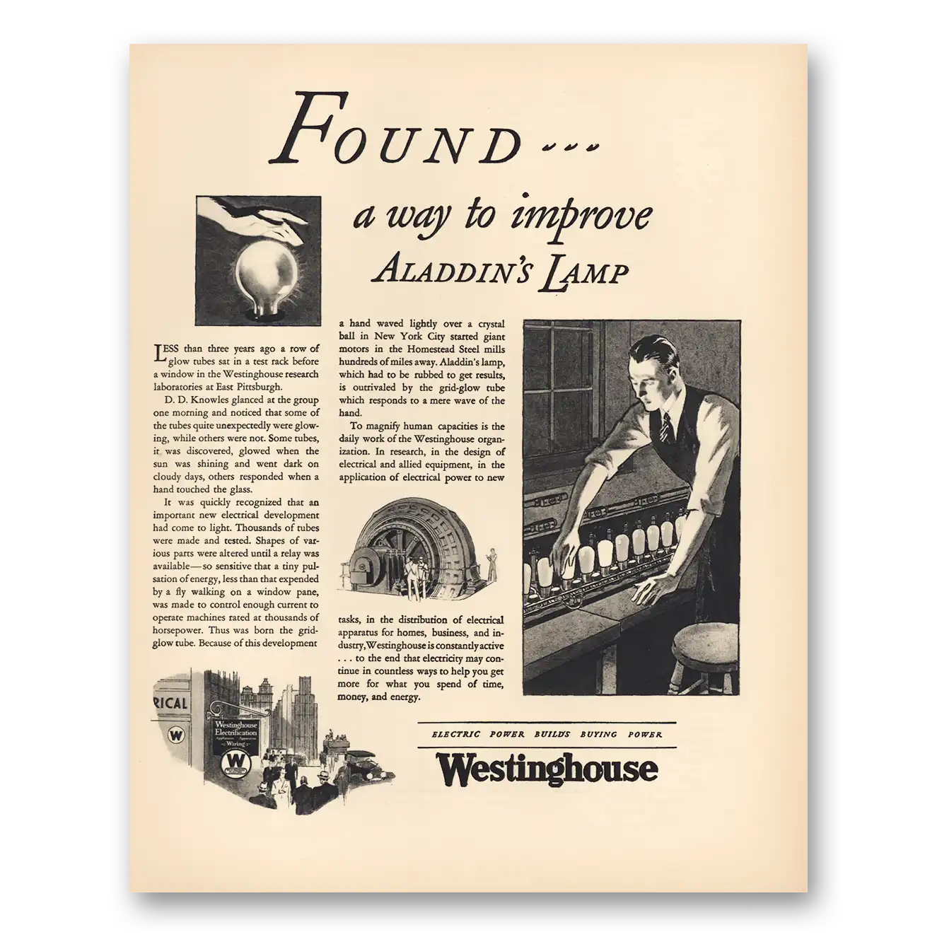 1930 Westinghouse Improve Aladdins Lamp Vintage Magazine Print Ad