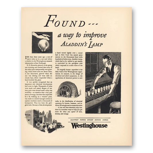 1930 Westinghouse Improve Aladdins Lamp Vintage Magazine Print Ad