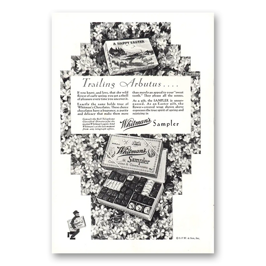 1930 Whitmans Chocolates Happy Easter Trailing Arbutus Vintage Magazine Print Ad