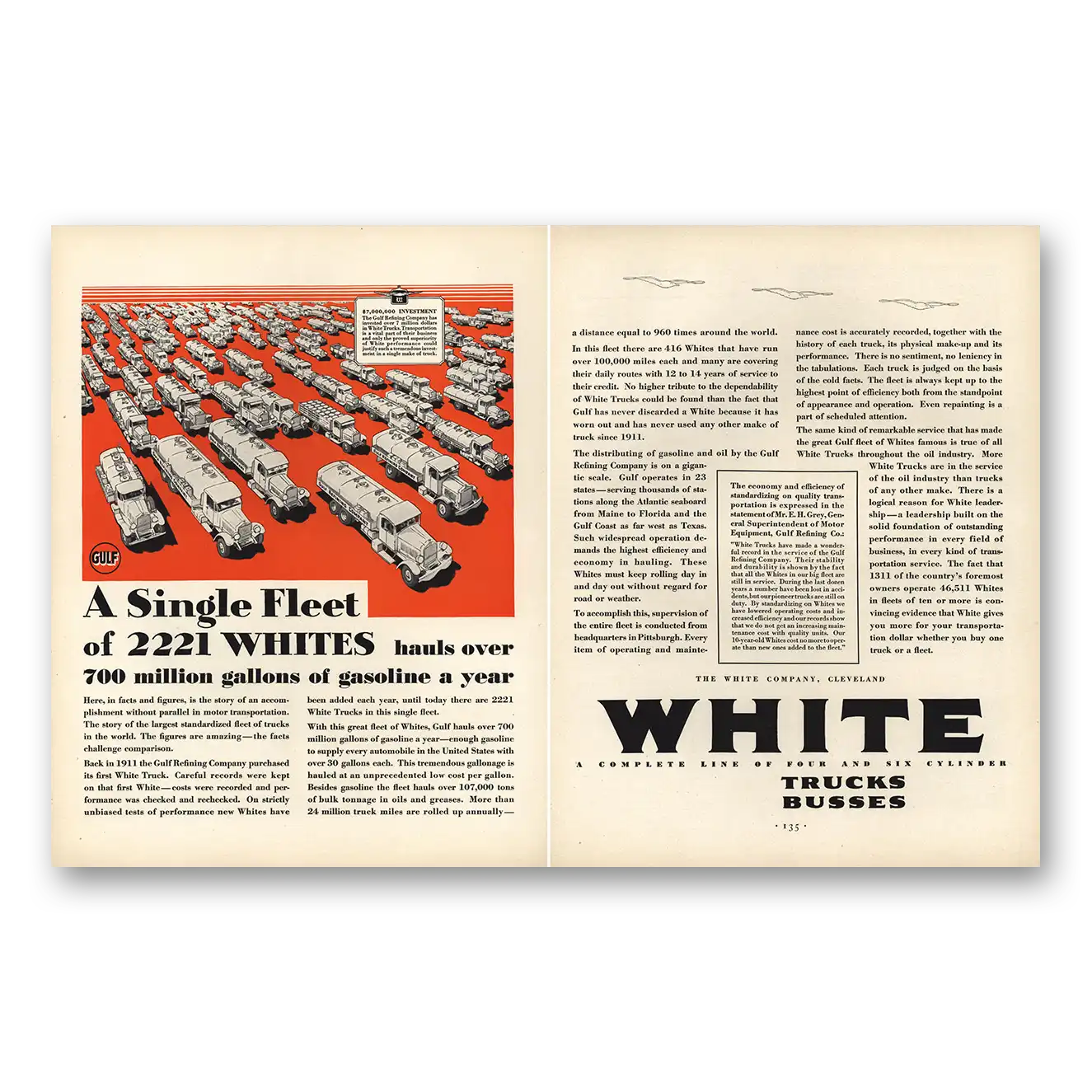 1930 White Trucks Single Fleet 2221 Whites Vintage Magazine Print Ad