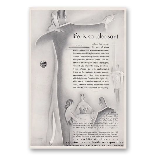 1930 White Star Line Life Is So Pleasant Vintage Magazine Print Ad