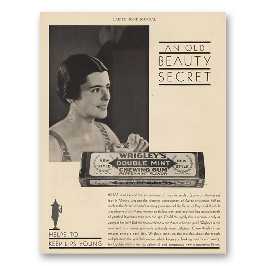 1930 Wrigleys Double Mint Chewing Gum Old Beauty Secret Vintage Magazine Print Ad