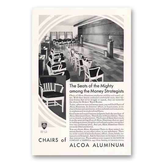 1931 Alcoa Seats of the Mighty Money Strategists Vintage Magazine Print Ad