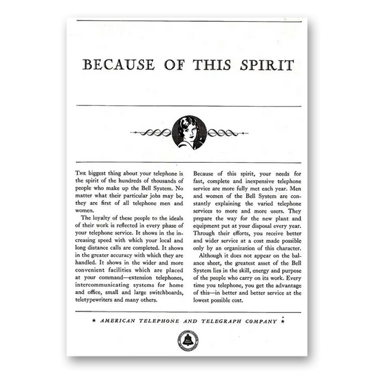 1931 American Telephone Because of this Spirit Vintage Magazine Print Ad