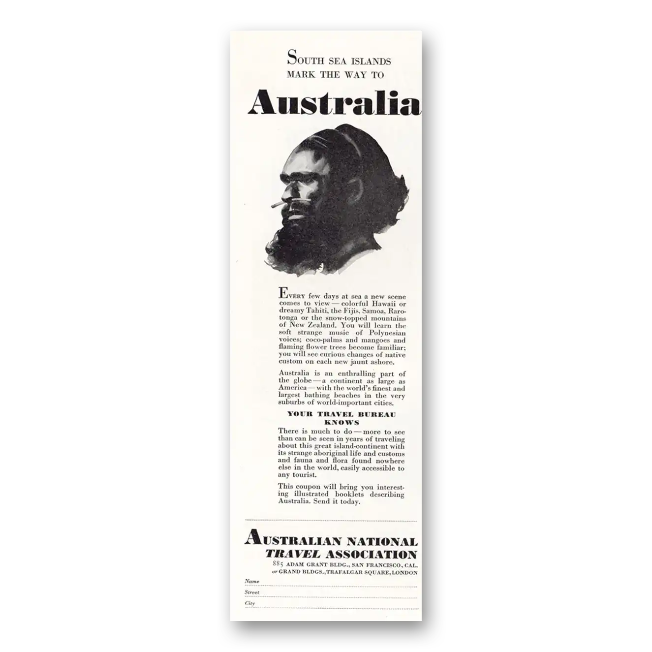 1931 Australia South Sea Islands Mark the Way Vintage Magazine Print Ad