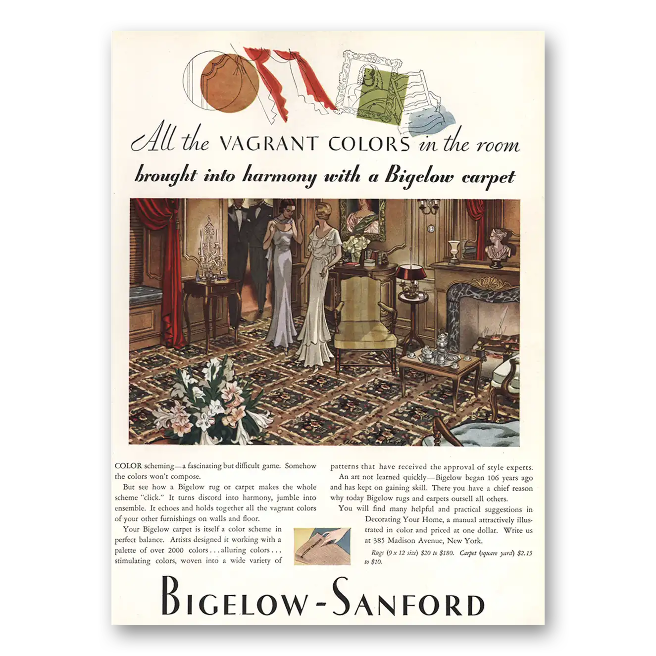 1931 Bigelow Carpet All the Vagrant Colors Vintage Magazine Print Ad