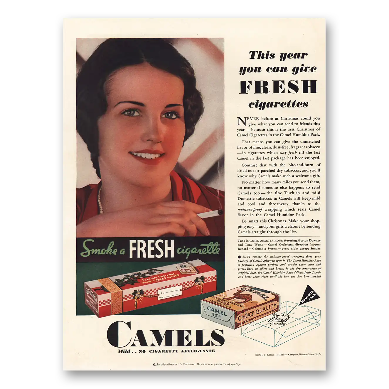 1931 Camel Cigarettes You Can Give Fresh Cigarettes Vintage Magazine Print Ad