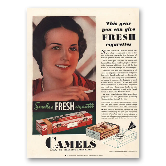 1931 Camel Cigarettes You Can Give Fresh Cigarettes Vintage Magazine Print Ad