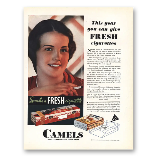 1931 Camel Cigarettes Give Fresh Cigarettes Vintage Magazine Print Ad