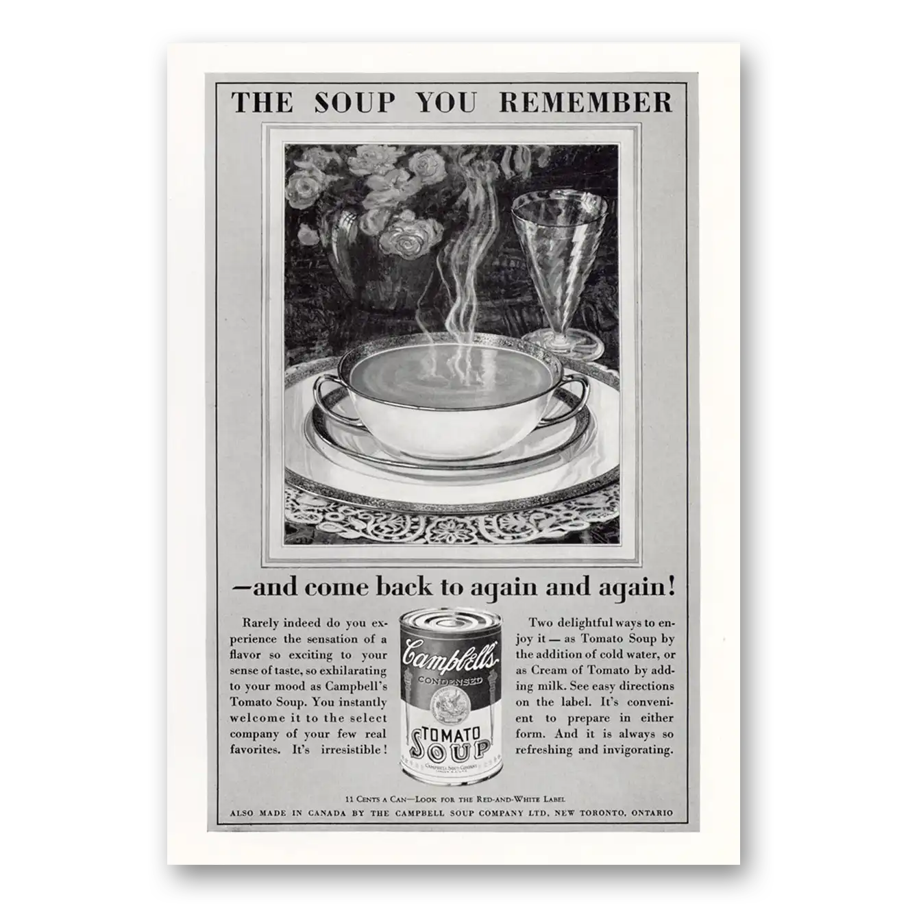 1931 Campbells Tomato Soup The Soup you Remember Vintage Magazine Print Ad