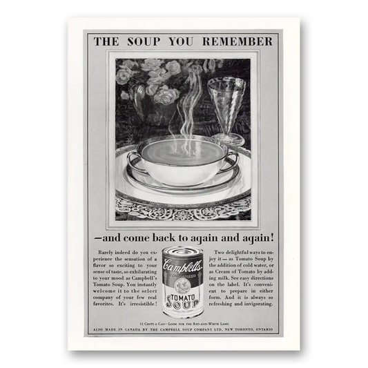 1931 Campbells Tomato Soup The Soup you Remember Vintage Magazine Print Ad