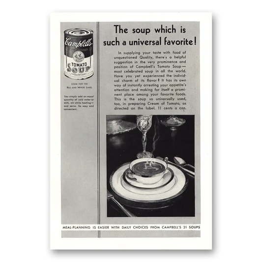 1931 Campbells Tomato Soup Universal Favorite Vintage Magazine Print Ad