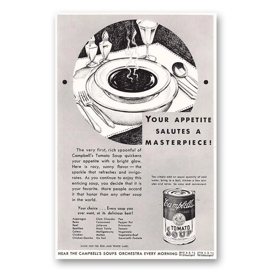 1931 Campbells Tomato Soup Salutes a Masterpiece Vintage Magazine Print Ad