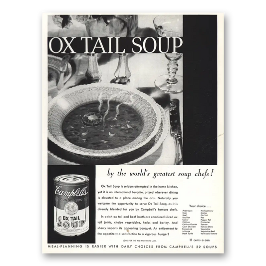 1931 Campbells Ox Tail Soup Greatest Soup Chefs Vintage Magazine Print Ad