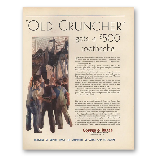 1931 Copper & Brass Research Old Cruncher Vintage Magazine Print Ad