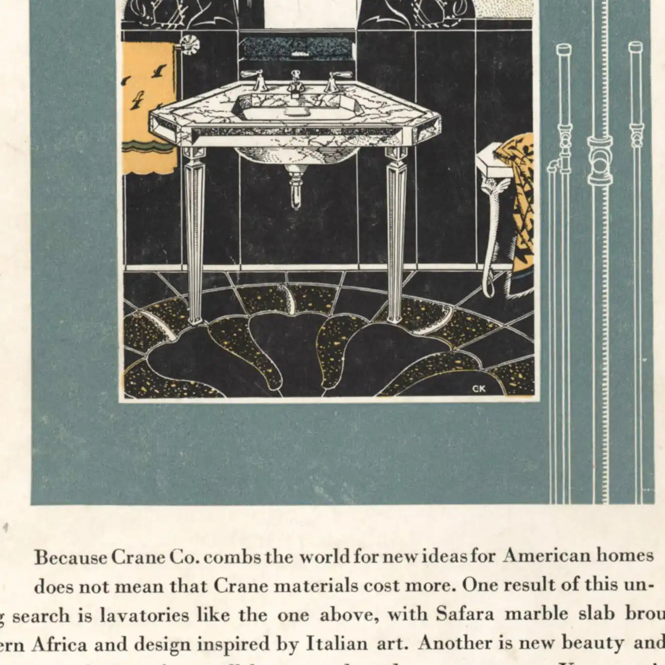 1931 Crane Beautiful Doesn’t Mean Costly Vintage Magazine Print Ad