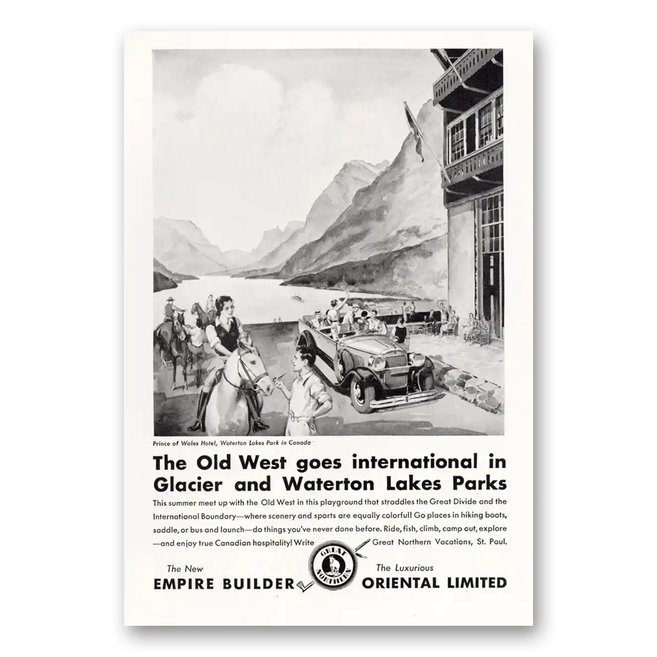 1931 Great Northern Railway Old West Empire Builder Vintage Magazine Print Ad