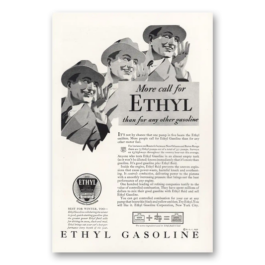 1931 Ethyl Gasoline More Call For Ethyl Vintage Magazine Print Ad