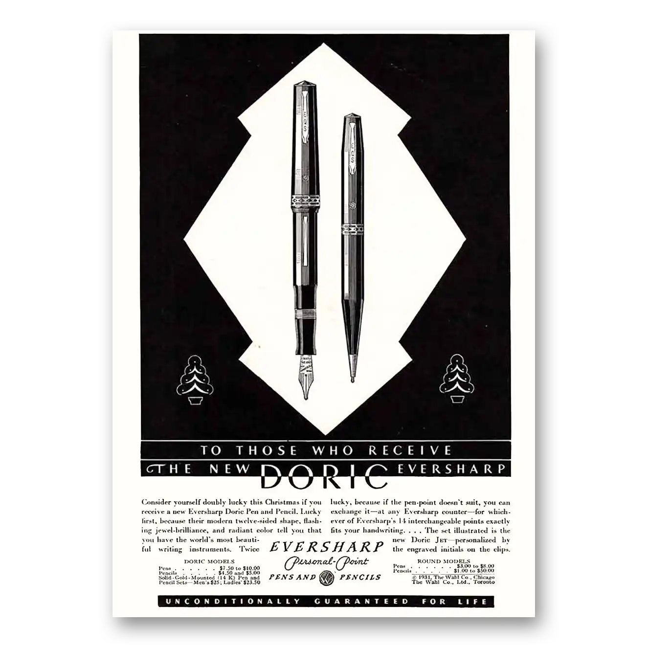 1931 Wahl Eversharp Doric Eversharp To Those Who Receive Vintage Magazine Print Ad