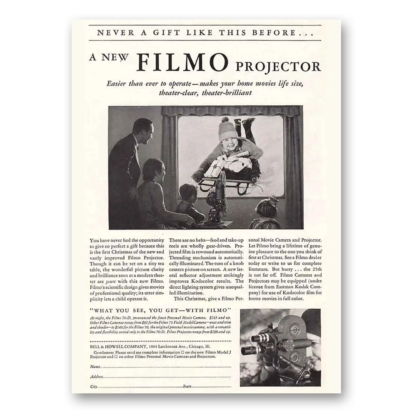 1931 Filmo Camera Projector Easier Than Ever to Operate Vintage Magazine Print Ad