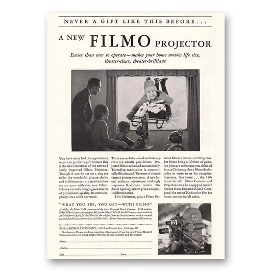 1931 Filmo Camera Projector Easier Than Ever to Operate Vintage Magazine Print Ad