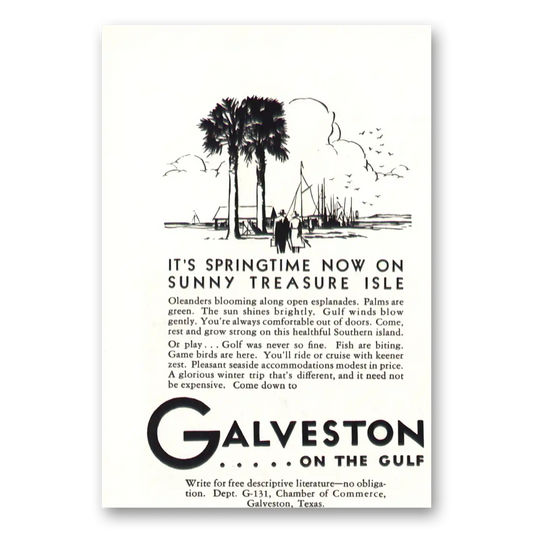 1931 Galveston Texas Springtime Sunny Treasure Isle Vintage Magazine Print Ad