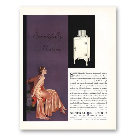 1931 General Electric Refrigerator Beautifully Modern Vintage Magazine Print Ad