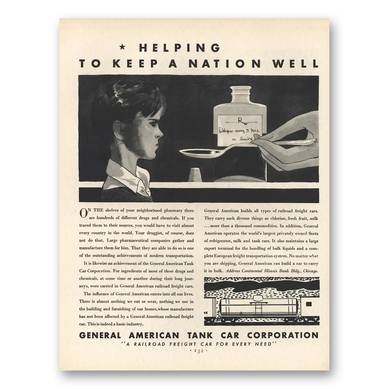 1931 General American Tank Car Keep a Nation Well Vintage Magazine Print Ad