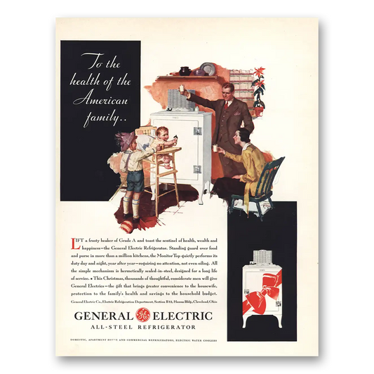 1931 General Electric Refrigerator Health of American Family Vintage Magazine Print Ad