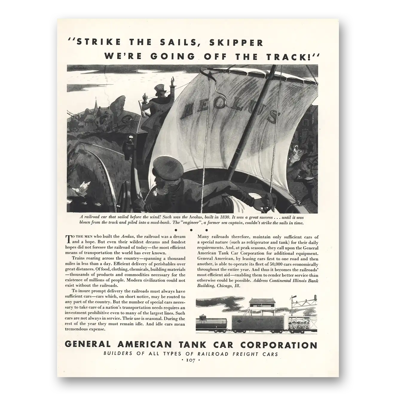 1931 General American Tank Car Strike the Sails Skipper Vintage Magazine Print Ad