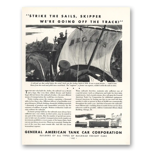 1931 General American Tank Car Strike the Sails Skipper Vintage Magazine Print Ad