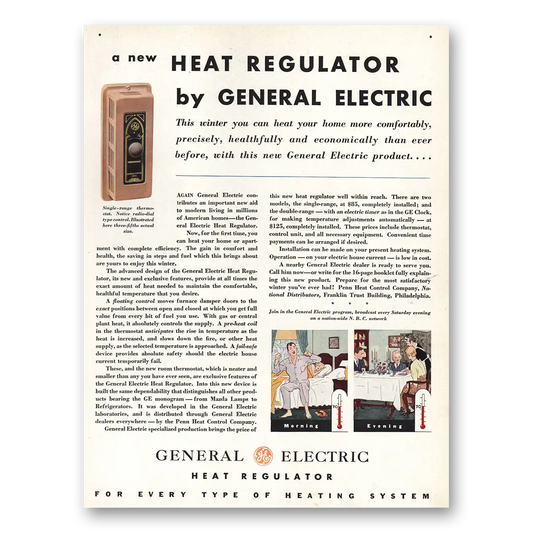 1931 General Electric Heat Regulator This Winter You Can Heat Your Home Vintage Magazine Print Ad