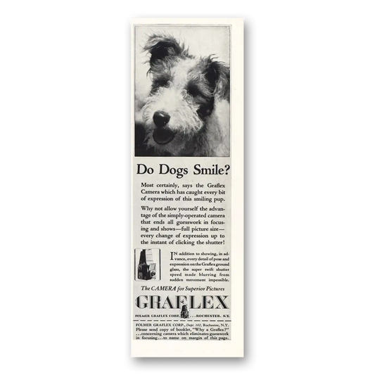 1931 Graflex Cameras Do Dogs Smile Vintage Magazine Print Ad