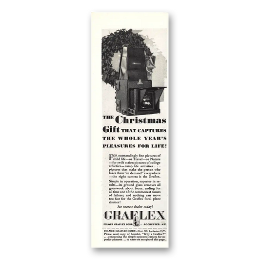 1931 Graflex Cameras Christmas Gift That Captures Vintage Magazine Print Ad