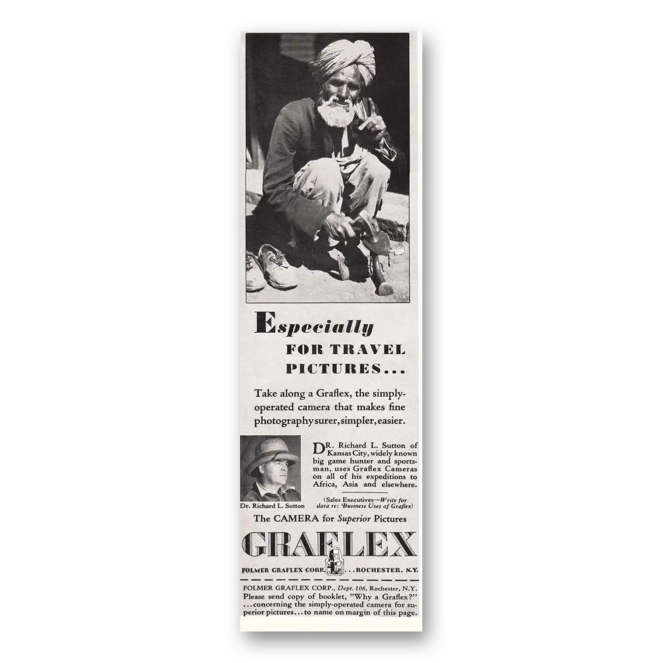 1931 Graflex Cameras Richard L Sutton Vintage Magazine Print Ad