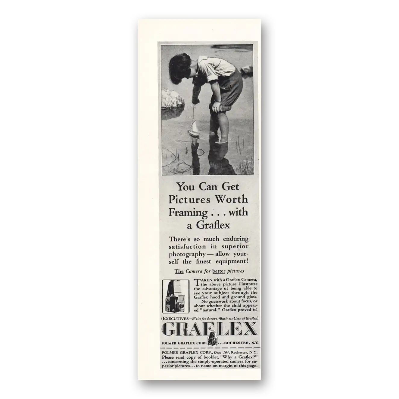 1931 Graflex Cameras You Can Get Pictures Worth Framing Vintage Magazine Print Ad