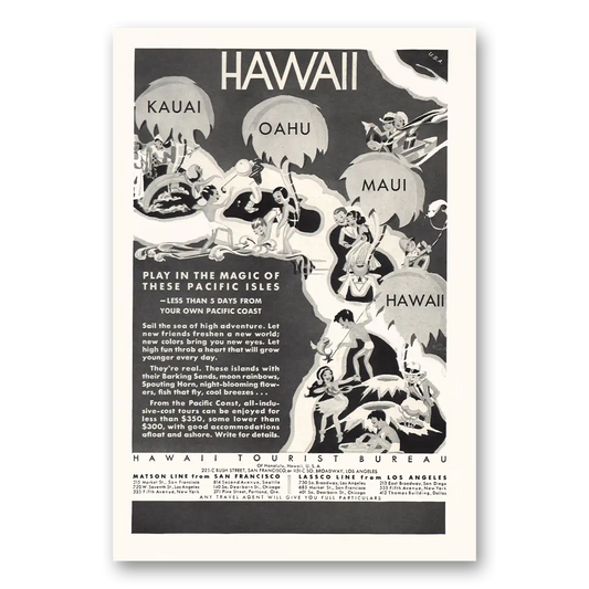 1931 Hawaii Play in the Magic Pacific Isles Vintage Magazine Print Ad