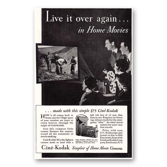 1931 Cine Kodak M Camera Live It Over Again Vintage Magazine Print Ad