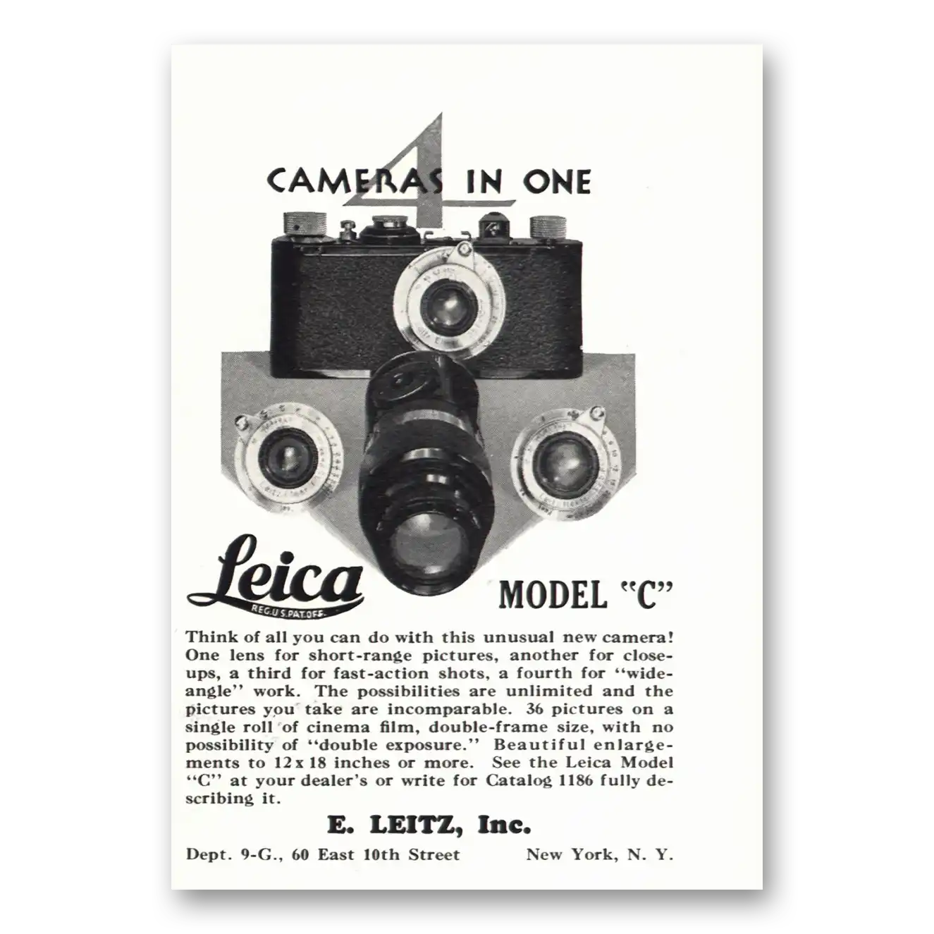 1931 Leica Cameras Model C4 Cameras In One Vintage Magazine Print Ad