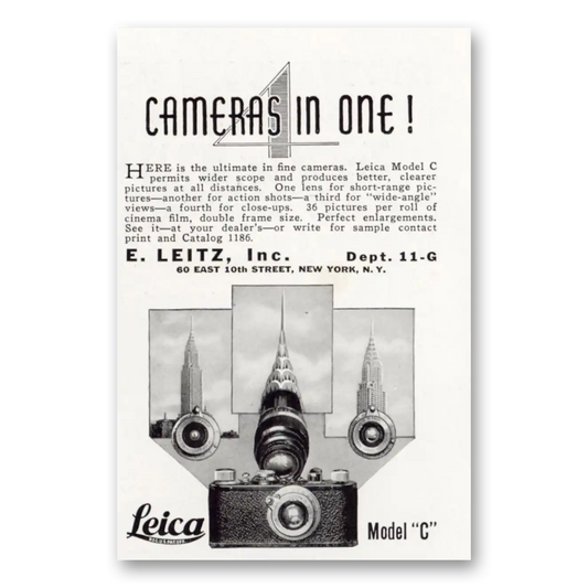 1931 Leica Cameras 4 Cameras In One Model C Vintage Magazine Print Ad