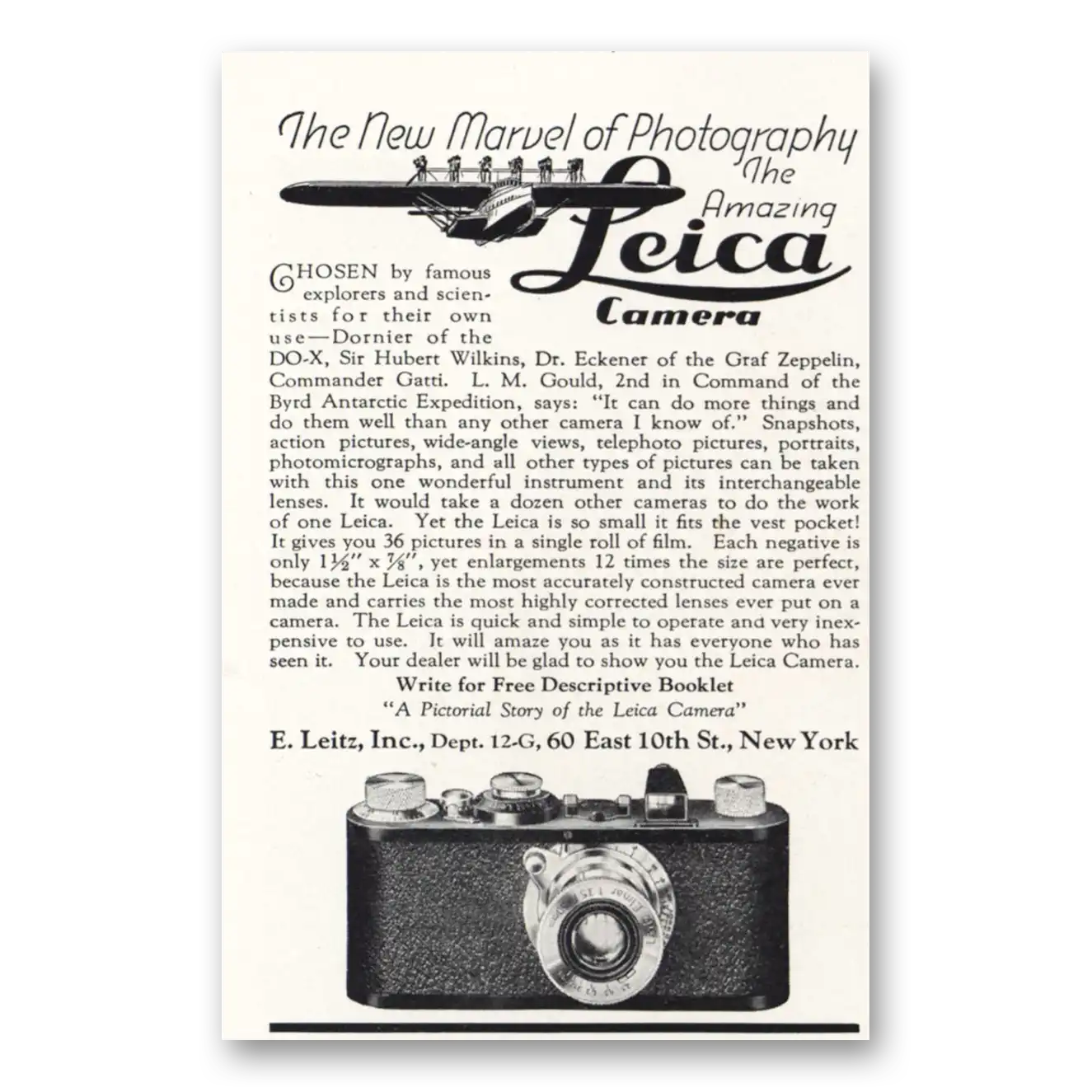 1931 Leica Cameras New Marvel of Photography Vintage Magazine Print Ad