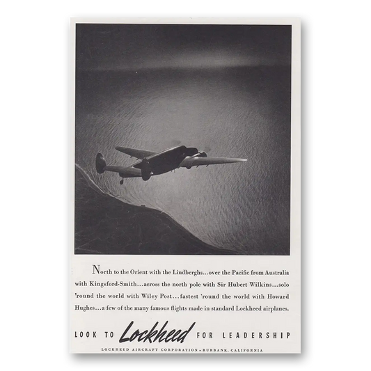 1931 Lockheed North to the Orient With the Lindberghs Vintage Magazine Print Ad