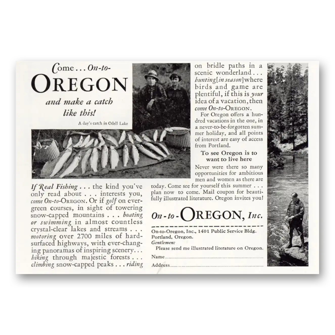 1931 Oregon Make Catch Vintage Magazine Print Ad