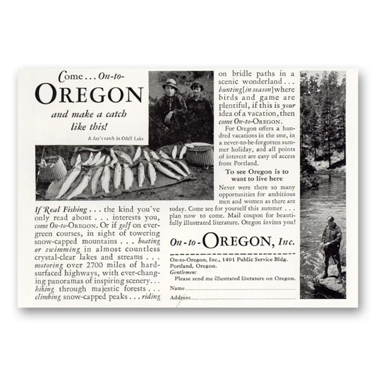 1931 Oregon Make Catch Vintage Magazine Print Ad