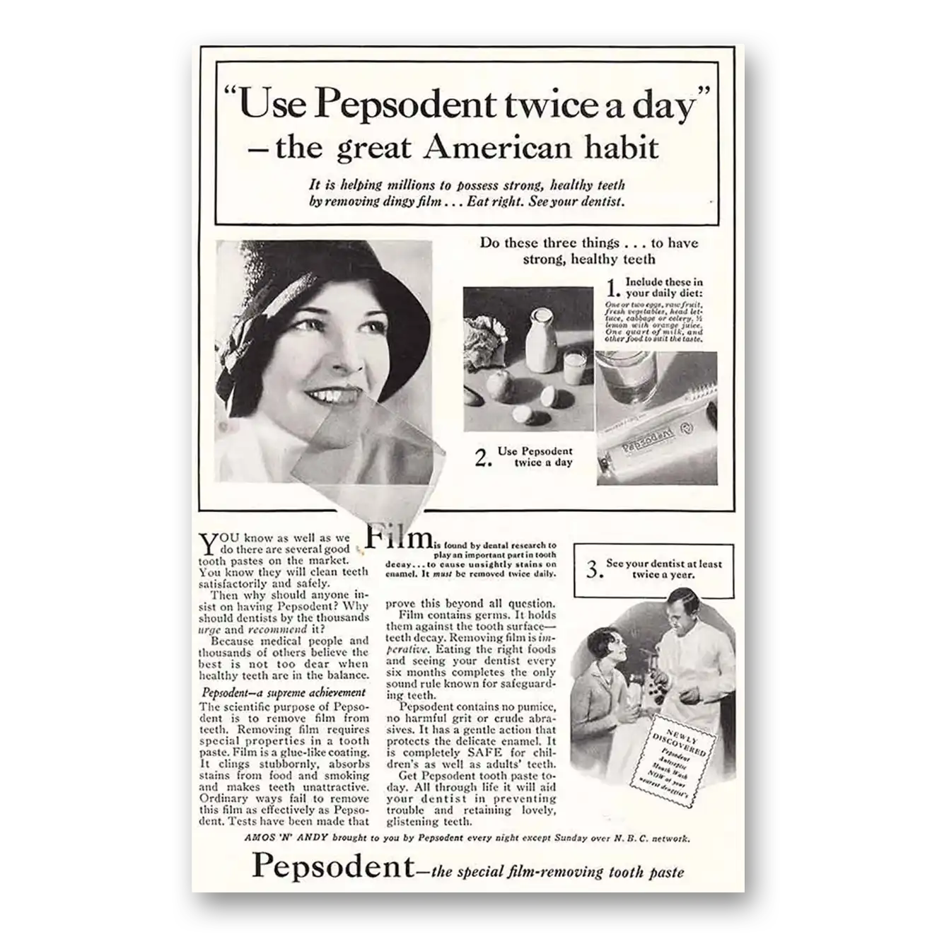 1931 Pepsodent Use Pepsodent Twice a Day Vintage Magazine Print Ad